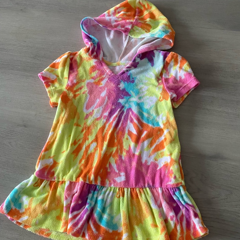 The Children's Place Rainbow Tie-Dye Hooded Dress - Pink, Purple, Yellow, Blue